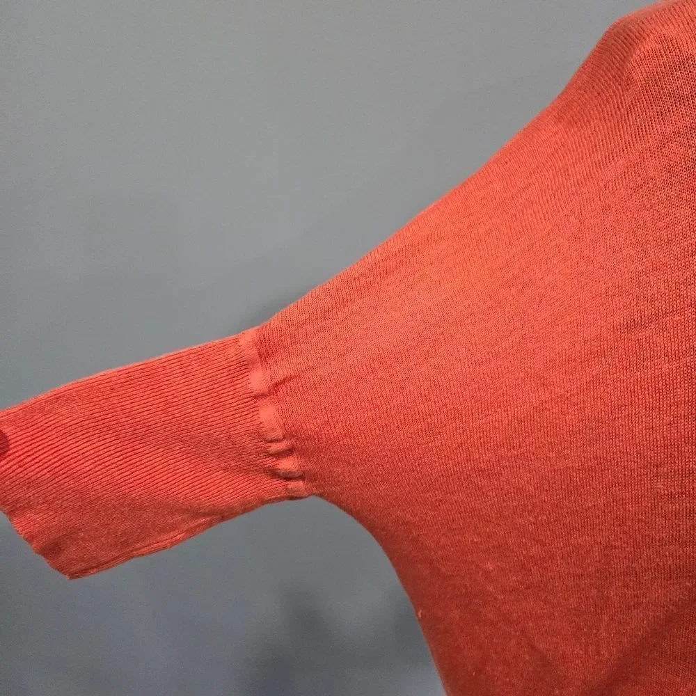 🐢 J.CREW Orange Linen Drop Shoulder Swing Sweater Sz Small